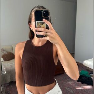 Artizia Babaton Brown Sculpt Knit Racer Tank